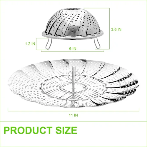Miniatura 7 de FOFAYU Cesta de Vapor de Verduras para Cocinar, Cesta de Vapor de Acero Inoxidable para Vegetales, Pescado y Comida, Vaporizadores Plegables