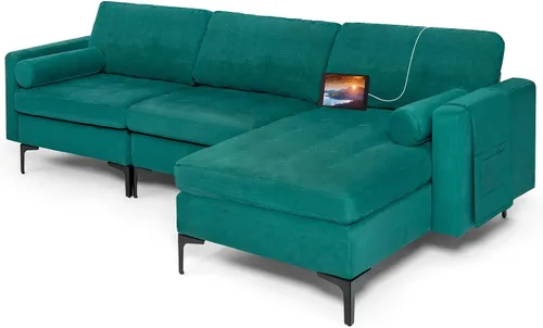 Miniatura 13 de Giantex Sofá individual, silla decorativa, sillón con cojín cómodo, bolsillos para revistas, sala de estar, silla de ocio tapizada para dormitorio