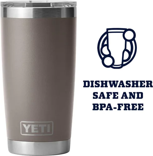 Miniatura 4 de YETI Rambler - Vaso de acero inoxidable con tapa MagSlider, 20 onzas, color gris oscuro