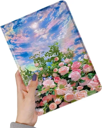 Miniatura 49 de kaidisen Funda de flores compatible con iPad de 9.7 pulgadas, 6ª y 5ª generación, iPad Air/Air 2, diseño de flores, ilustración floral con soporte