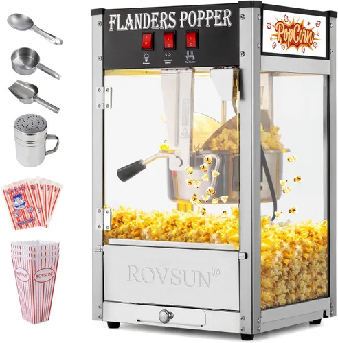 Máquina de palomitas de maíz ROVSUN con hervidor de 8 onzas, fabrica hasta 32 tazas, certificada ETL, máquina de palomitas de maíz de mostrador,