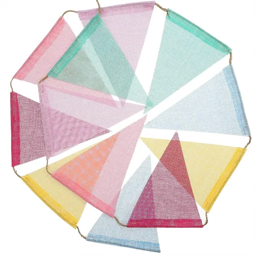 Miniatura 6 de Guirnalda de banderines triangulares pastel de 36 banderines, banderas de tela para decoraciones de fiesta de cumpleaños, baby shower, boda bohemia