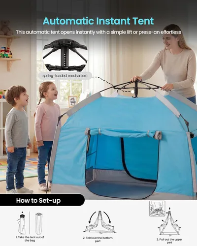 Miniatura 3 de Casa de juegos para niños fácil de instalar con bonita tira de luces LED y 3 aberturas grandes, carpa de juego portátil para niños y habitación