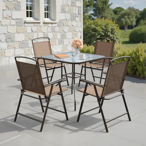 Miniatura 7 de Crestlive Products Juego de 4 sillas plegables para patio, paquete de 4, sillas de comedor al aire libre con reposabrazos para campamento, playa
