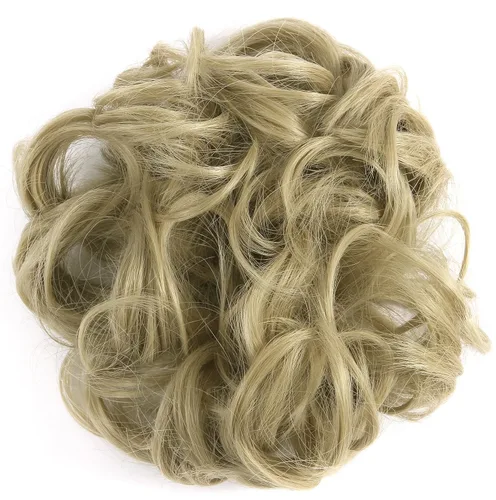 Miniatura 3 de Extensiones de moño de cabello desordenado, moño de cabello con coletero, recogedor Rubio ceniza