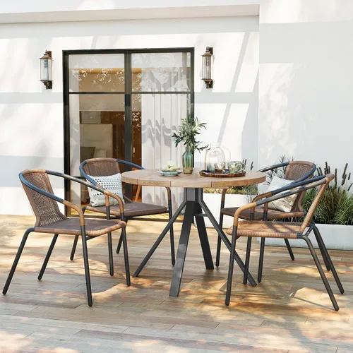 Miniatura 2 de Amopatio Juego de 6 sillas de comedor al aire libre, sillas apilables para patio al aire libre, sillas de ratán para patio, porche, terraza, jardín