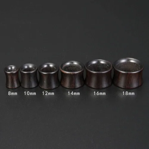 Miniatura 2 de 2 pares de dilatadores de oreja de madera orgánica marrón de doble acampanado 0G-1116