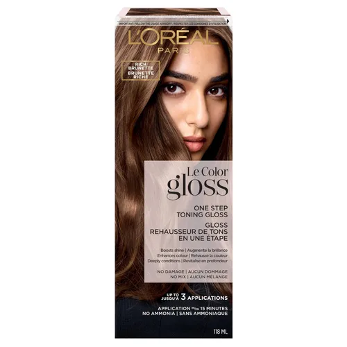 Miniatura 7 de L'Oreal Paris Le Color One Step Toning Hair Gloss, Castaño Frío, 4 onzas Fresco Morena