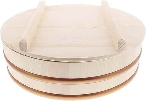 Miniatura 8 de TIKUSAN Hangiri - Tina de mezcla de arroz Hangiri de madera, banda de PP con tapa, hecha en Japón, hecha de abeto Momi, sushi, arroz, sushi oke