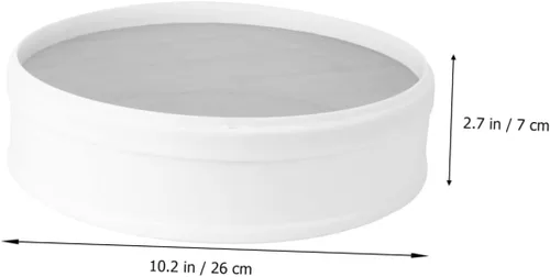 Miniatura 3 de 1 colador redondo de acero inoxidable de malla fina para hornear uso en cocina y cocinar tamiz de harina color blanco herramienta de cocina