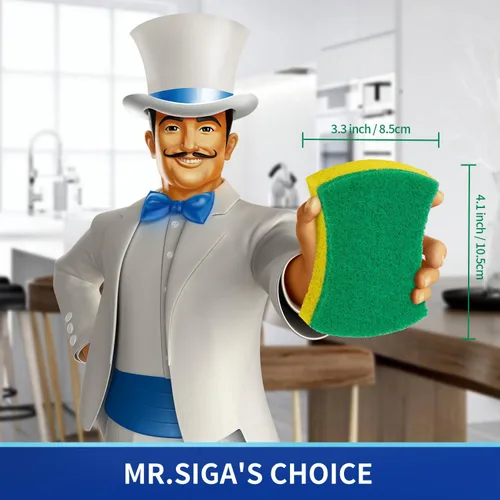 Miniatura 2 de MR.SIGA Esponja exfoliante de celulosa resistente, esponja de doble cara para lavar platos para cocina, paquete de 12