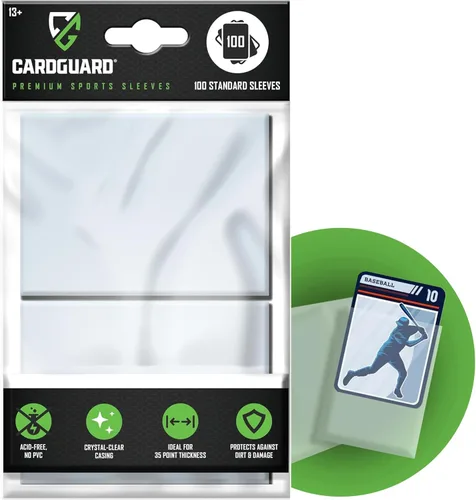 CardGuard Fundas transparentes de primera calidad, 100 unidades, tamaño estándar para Pokémon, tarjetas deportivas, béisbol, fútbol y tarjetas