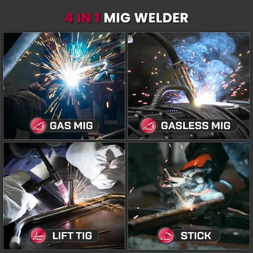 Miniatura 2 de Bestarc 165Amp Soldador MIG, 110V 220V Soldador de núcleo de flujo MIG/Lift TIG/Stick Máquina soldadora 4 en 1, Soldador con gran pantalla LED