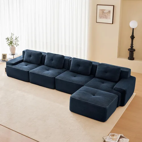 Miniatura 67 de Sofás modulares modulares sin hueso de 82 pulgadas para sala de estar, juego de sofá comprimido de 2 plazas, no requiere montaje, tela de pana, Verde