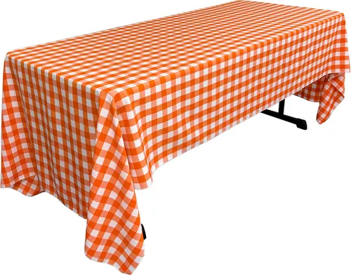 Miniatura 44 de LA Linen Mantel rectangular de poliéster Gingham a cuadros 60 por 84 pulgadas, blanco y verde oscuro