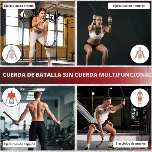 Miniatura 4 de Weighted Ropeless Battle Ropes, Heavy Duty Portable Cordless Battle Ropes for Home Gym with Poster, Exercise Ropes for Strength Building, Cardio