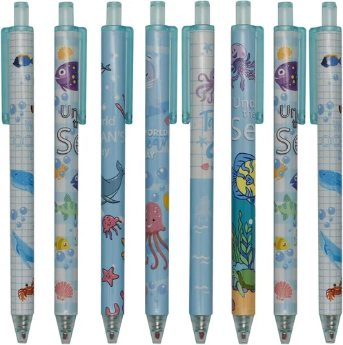 Miniatura 12 de Maydahui 12 bolígrafos de gel con diseño de oso de dibujos animados para niñas, bolígrafos retráctiles de impresión animal de tinta negra