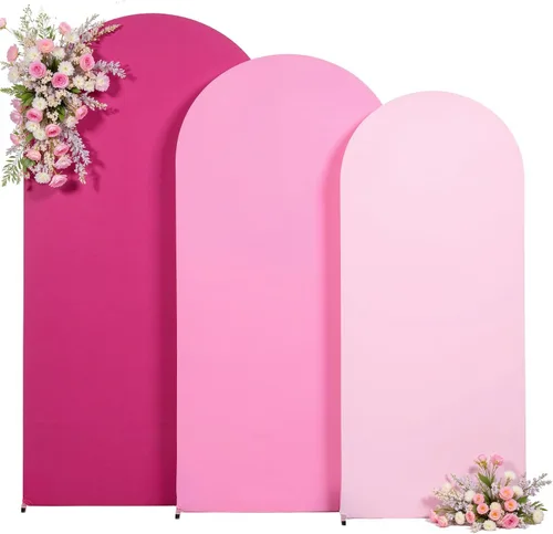 Miniatura 13 de Juego de 3 fundas elásticas para arco de arco iris de 6, 5, 4 pies, para arco de boda, juego de 3 fundas de elastano ajustadas, de tela azul