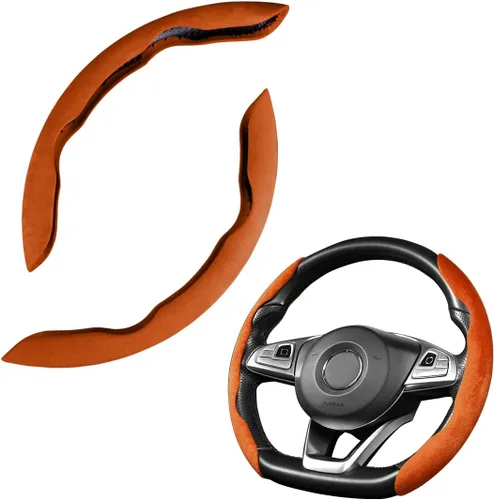 Miniatura 18 de LoyaForba Funda universal para volante de automóvil, protector universal de cuero segmentado de 15 pulgadas, antideslizante y suave, transpirable