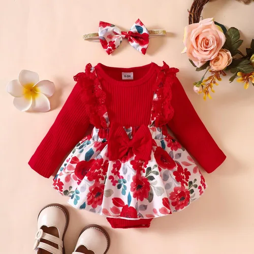 Miniatura 16 de Mameluco de encaje para bebé niña con volantes, manga larga, para recién nacido, otoño, invierno