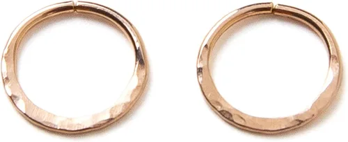 Miniatura 2 de Pequeños aros chapados en oro rosa martillado, mini aretes de aro, aretes de aro Huggie
