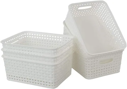 Miniatura 9 de Cesta de almacenamiento de plástico gris, 10.03 x 7.67 x 4.05 pulgadas, 6 paquetes