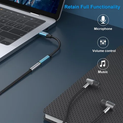 Miniatura 7 de BENFEI Adaptador USB C a conector de audio con chipset DAC, USB-C a auriculares hembra de 0.138 in compatible con iPhone 15 Pro Max/15 Pro/15