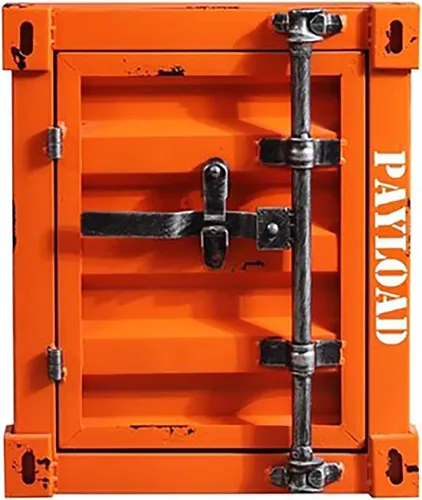 Miniatura 16 de HM&DX Mesa auxiliar industrial con almacenamiento, mesita de noche de metal retro con cerradura, armario de almacenamiento con cerradura de alta