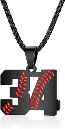 Miniatura 25 de Collar con número de béisbol para niños 00-99, collar con número de camiseta de béisbol de acero inoxidable, colgante personalizado, regalo
