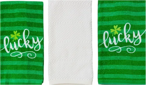 Miniatura 14 de Serafina Home Toallas de cocina de mano para invitados de baño irlandeses del día de San Patricio: suave y absorbente bordado, diseño de trébol