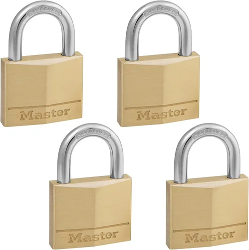 Miniatura 11 de Master Lock 140T Candado de latón sólido con llave, paquete de 2