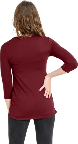 Miniatura 55 de LaClef - Blusa de maternidad para mujer, cuello redondo, manga 3/4, plisada al frente, estilo peplum
