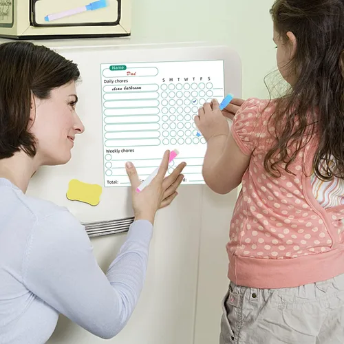 Miniatura 4 de Tabla magnética de tareas de comportamiento para niños, 3 unidades, tablas de comportamiento de borrado en seco, gráficos en blanco, marcadores