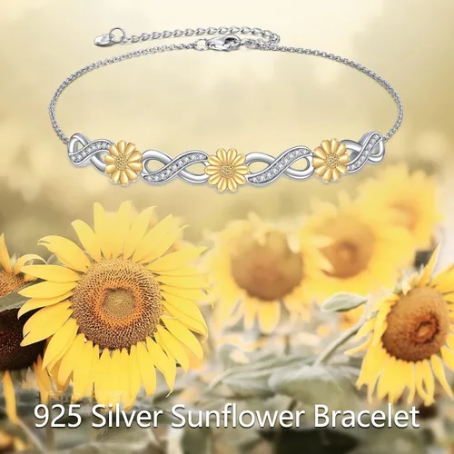 Miniatura 6 de YAFEINI TurtleButterflySunflowerLotus Bracelet Sterling Silver Animal Adjustable Bracelet Jewelry Gifts for Women Girls