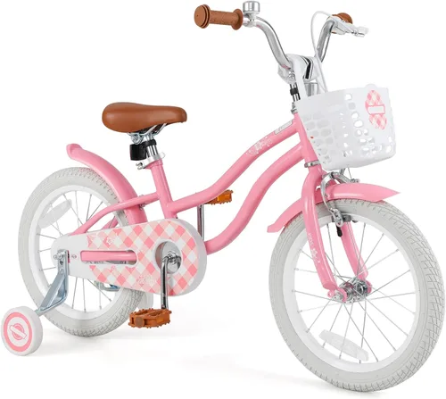 Miniatura 32 de BABY JOY Kids Bike, 12 14 16 18 20 Inch Boys Girls Bike w/Adjustable Seat, Removable Basket, Handbrake & Coaster Brake, Training Wheels or Turquesa