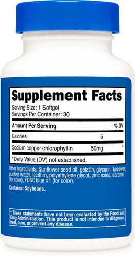 Miniatura 5 de Nutricost Clorofila (50 mg) 30 cápsulas blandas - Sin gluten
