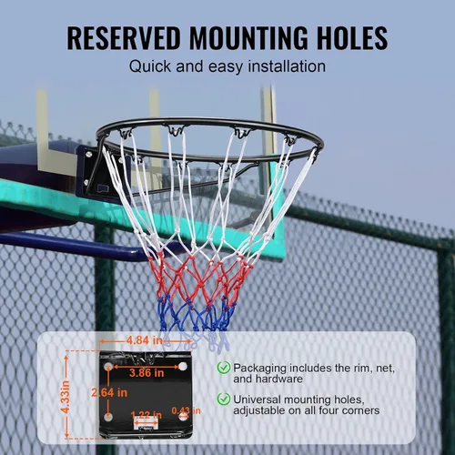 Miniatura 5 de VEVOR Basketball Hoop, 44 54 Inchs PC Backboard Wall Mounted, Basketball Portable Hoop & Goal, Indoor & Outdoor with Hand-Crank Adjustment, Classic