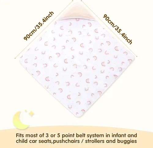 Miniatura 6 de Miracle Baby Manta de asiento de automóvil para bebés, manta de gofre para bebés recién nacidos, doble capa, adecuada para todas las estaciones