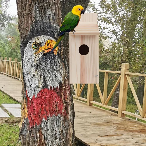 Miniatura 3 de Paquete de 2 casas para pájaros para exteriores, casas tipo caja para pájaros azules para exteriores, pajarera de cedro para pinzones, golondrinas