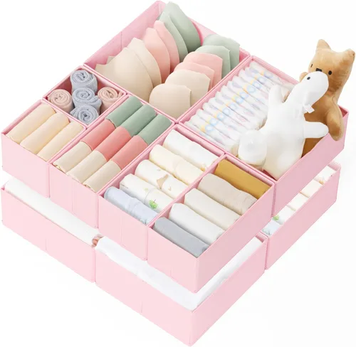 Miniatura 20 de Criusia Organizador de cajones de ropa, paquete de 21 organizadores de aparador para ropa de bebé, ropa interior, calcetines, organizadores Blanco
