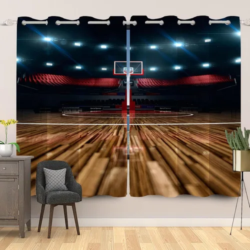 Miniatura 10 de Cortinas opacas de fútbol para dormitorio de niños, con temática deportiva, para sala de fútbol, cortinas de fútbol en blanco y negro