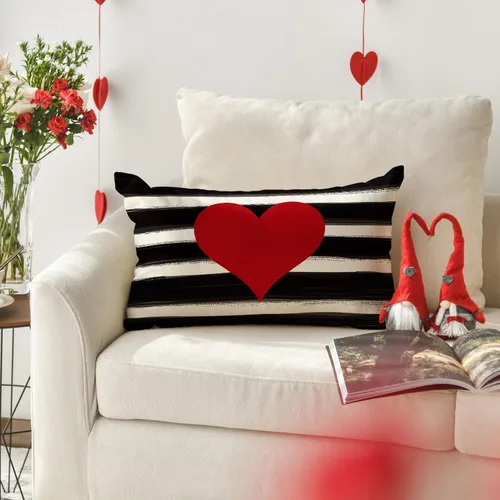 Miniatura 4 de AVOIN - Funda de almohada con diseño de corazón de amor, 12 x 20 pulgadas, decoración de día de San Valentín, día de la madre, aniversario, boda