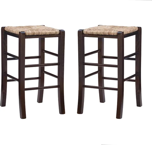 Miniatura 18 de Linon Asiento de hierba marina tejida natural, juego de 2 taburetes Augustus sin espalda, altura de barra