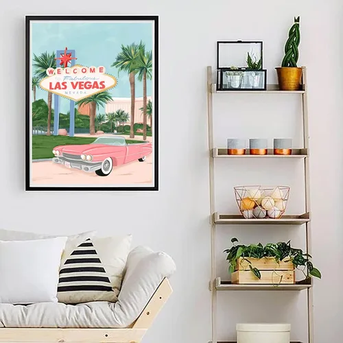 Miniatura 5 de LIULIMI Kit de Pintura de Diamantes DIY 5D Paisaje Mundial, Arte de Diamantes de Las Vegas, Kits de Pintura de Diamantes, Arte de Diamantes Redondos