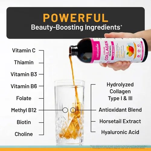 Miniatura 3 de NatureWise Colágeno líquido hidrolizado para mujeres y hombres, 4000 mg, sin azúcar añadido, péptidos de colágeno múltiple + biotina + vitamina C +