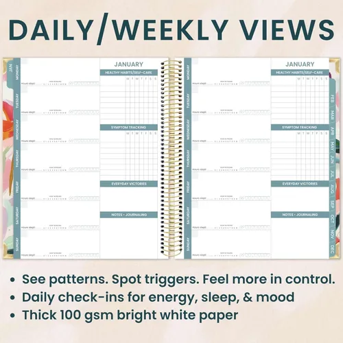 Miniatura 2 de bloom daily planners Planificador de enfermedades crónicas y diario médico sin fecha – rastreador de dolor y síntomas de 12 meses, registro