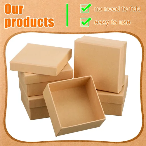 Miniatura 4 de Geyee 48 cajas cuadradas de papel maché, pequeña caja de regalo con tapa de 3.9 pulgadas, cartón anidable, cajas vacías para niños y adultos