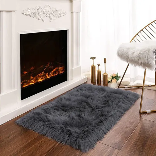 Miniatura 20 de Latepis - Tapete rectangular de piel sintética tipo lana de oveja suave, esponjosa y lavable para sala de estar, dormitorio, sala de juegos o Blanco