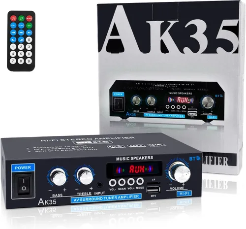 Receptores de amplificador de audio para el hogar 200 W Bluetooth 5.0 RMS 30 W x 2 AK35 Receptor estéreo para altavoces Amplificador de potencia de