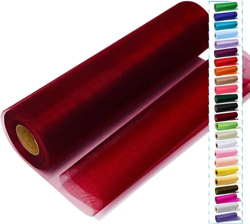 Miniatura 8 de Rollos de tela de tul negro con cristales y organza 12 pulgadas por 150 pies (45,72 m), tela transparente para manualidades, lazos de tutú